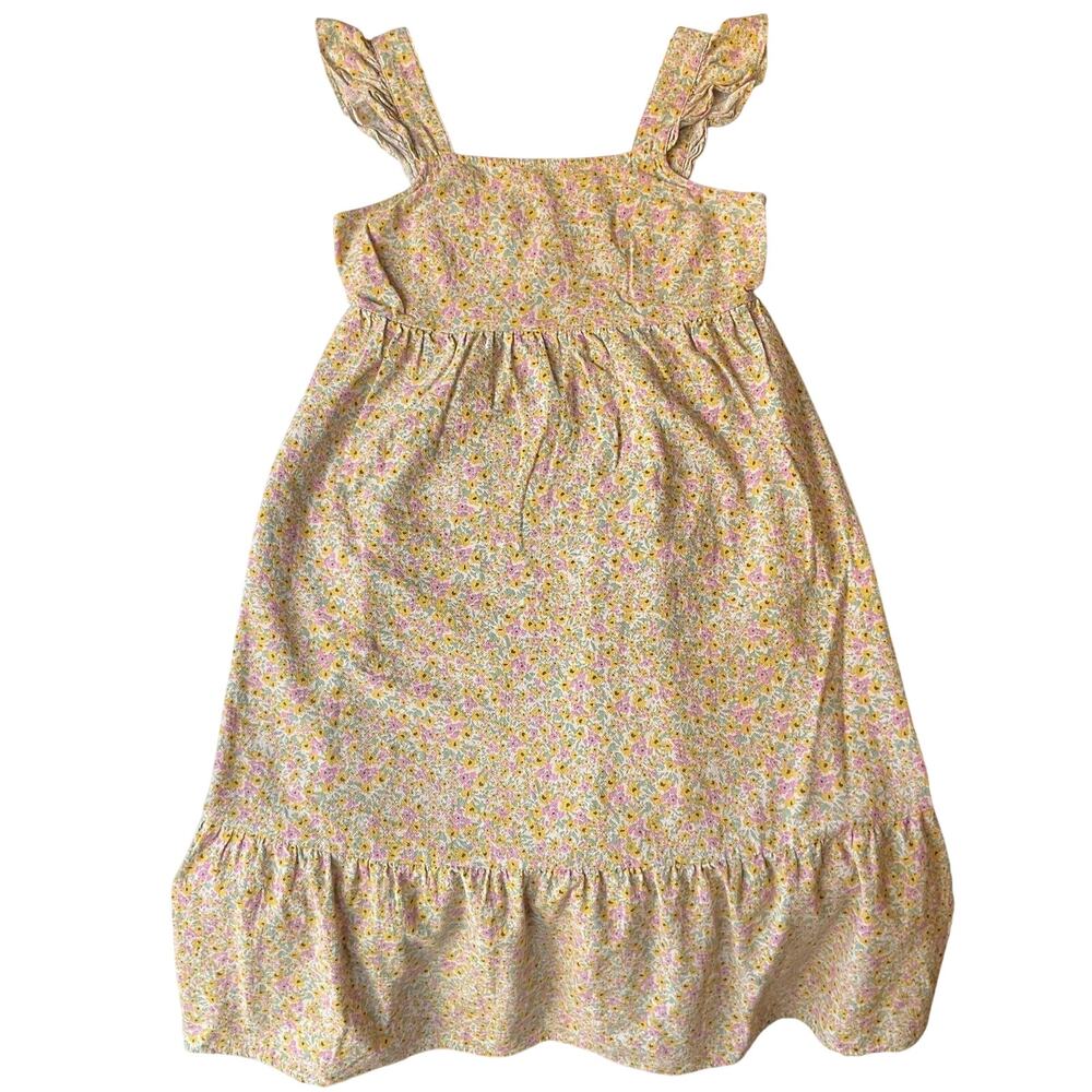 Universal Thread Women Midi Dress XS Yellow Floral Sundress Cottagecore Ruffle